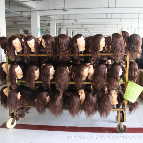 Long hair Training Head 80%Real Human Hair Manikin Head in stock